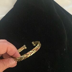 Woven copper/brass/silver bracelet